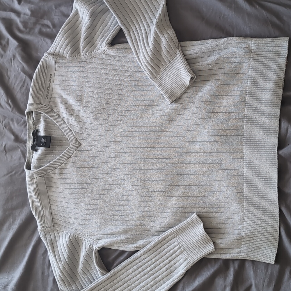 Mens Calvin Klein Light Gray Sweater sz Large